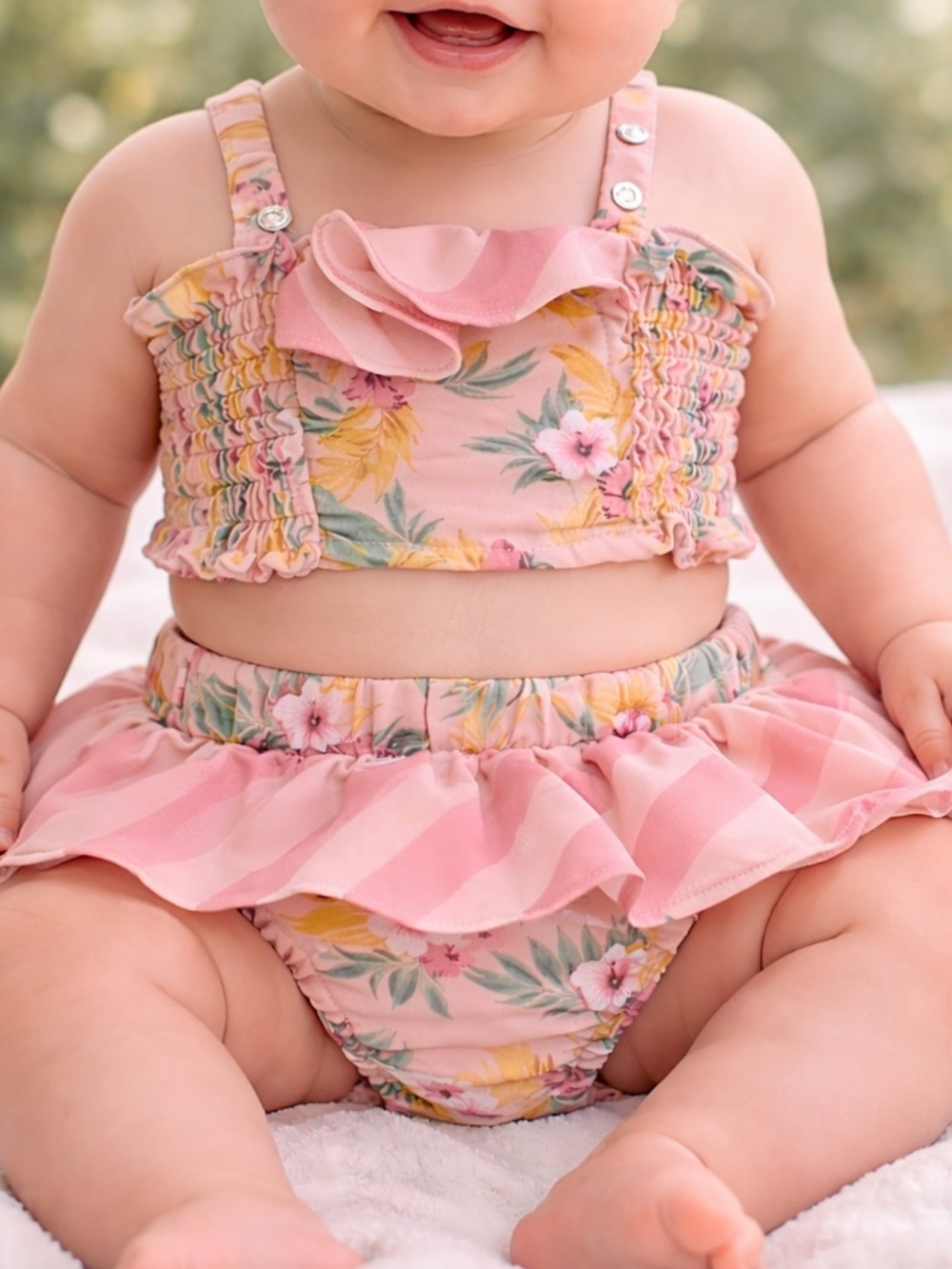 For Love And Lemons / Lil Lemons - Baby/Kids Swim | Pink Floral Bikini Set - Picture 2 of 5